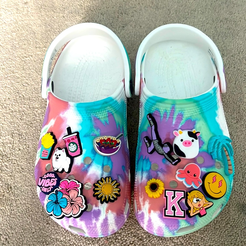 Tie dye Crocs